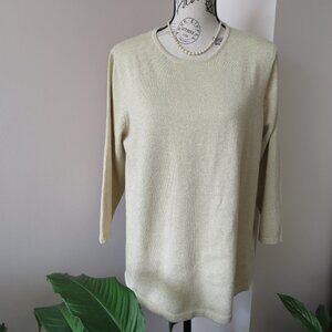 Gold Sparkly Alia Sweater With 3/4 Length Sleeves